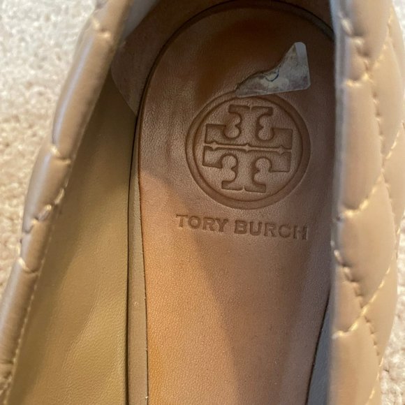 TORY BURCH Kaitlin Metallic Gold Toe Quilted Chunky Heel Size 10 - Picture 10 of 10
